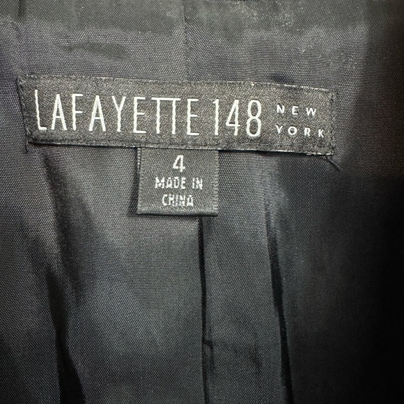 Lafayette 148 Size 4 Wool Silk Pant Suit Black White Career Jacket 2 Piece - Picture 4 of 12